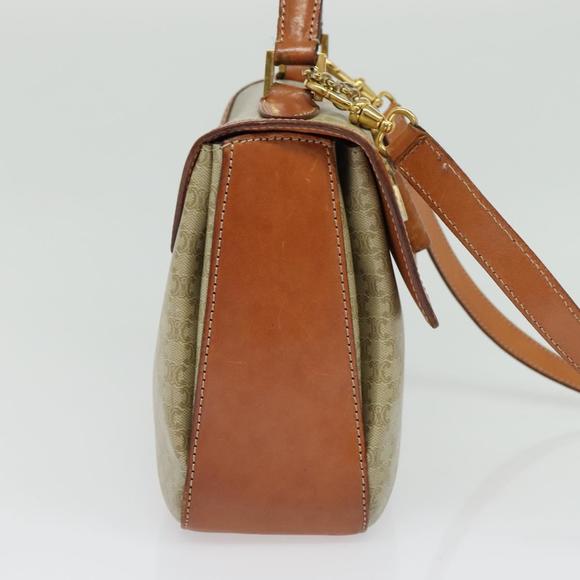 CELINE Macadam Canvas Hand Bag PVC 2way Beige Gold Auth 136202 - Picture 3 of 16